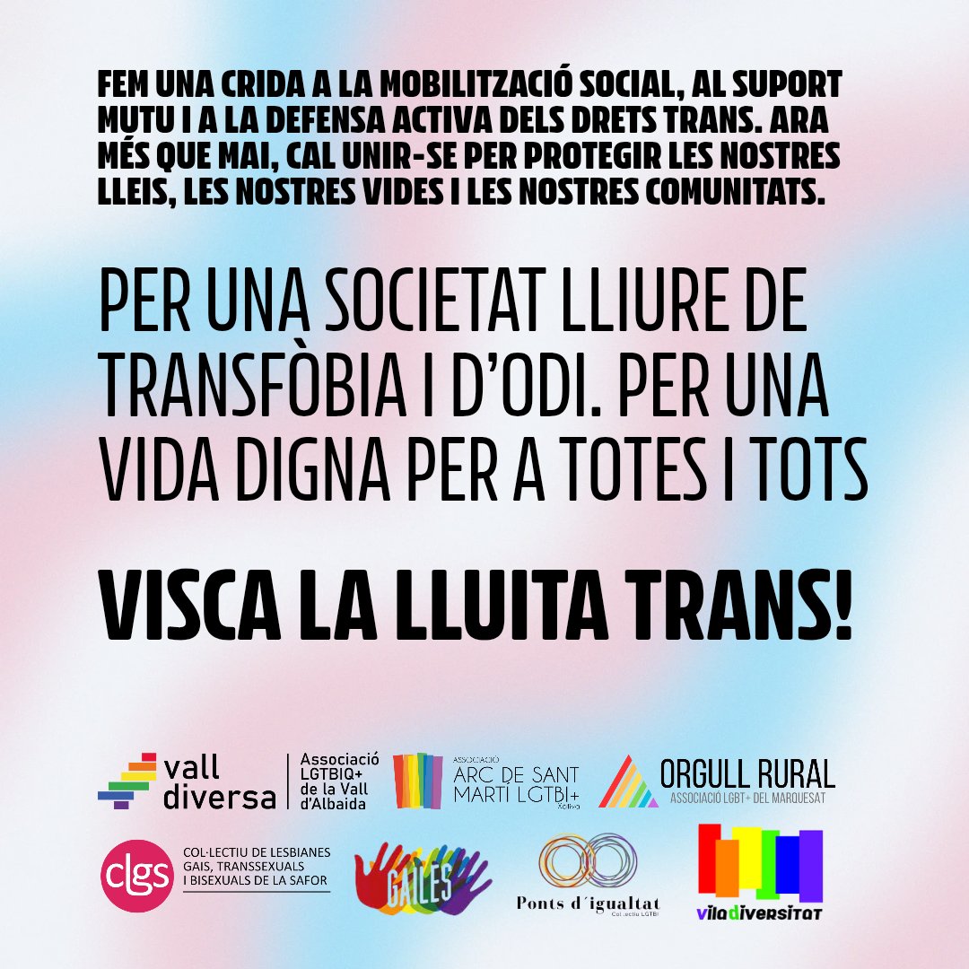🚨 Davant l’odi i la regressió en drets, des de la Federació Diània LGTBI+ diem clar: les persones trans existeixen, tenen drets i no farem cap pas enrere.
💥 El discurs d’odi no és opinió. És violència.
#DretsTrans #NiUnPasEnrere #TransRights