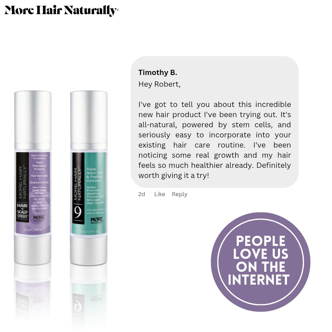MoreHairNatural's tweet photo. "I've been noticing some real growth and my hair feels so much healthier already!" – Timothy B.
Ready to transform your routine?

#MoreHairNaturally #HairCareRoutine #HairGrowthJourney #NaturalHairCare #StemCellHairCare #HealthyHairGoals

https://t.co/zdcqgD5Wxv https://t.co/ki65Fm9mH0