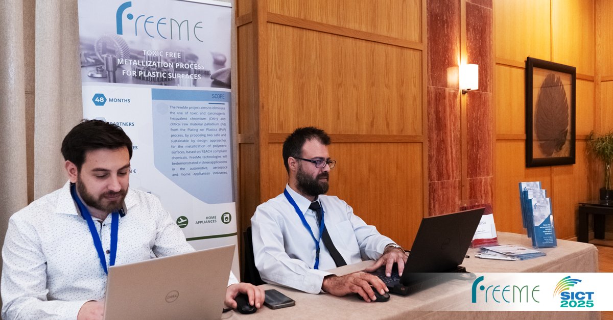🚀 FreeMe is all set at #SICT2025!
Our #booth is up and waiting to welcome you. Come by to discover how we’re advancing safer and more sustainable Plating on Plastics technologies 🌱🔬

📍 Don’t forget: FreeMe’s #workshop is happening TOMORROW!
📅 April 24th | 🕙 13:30 – 16:30 |