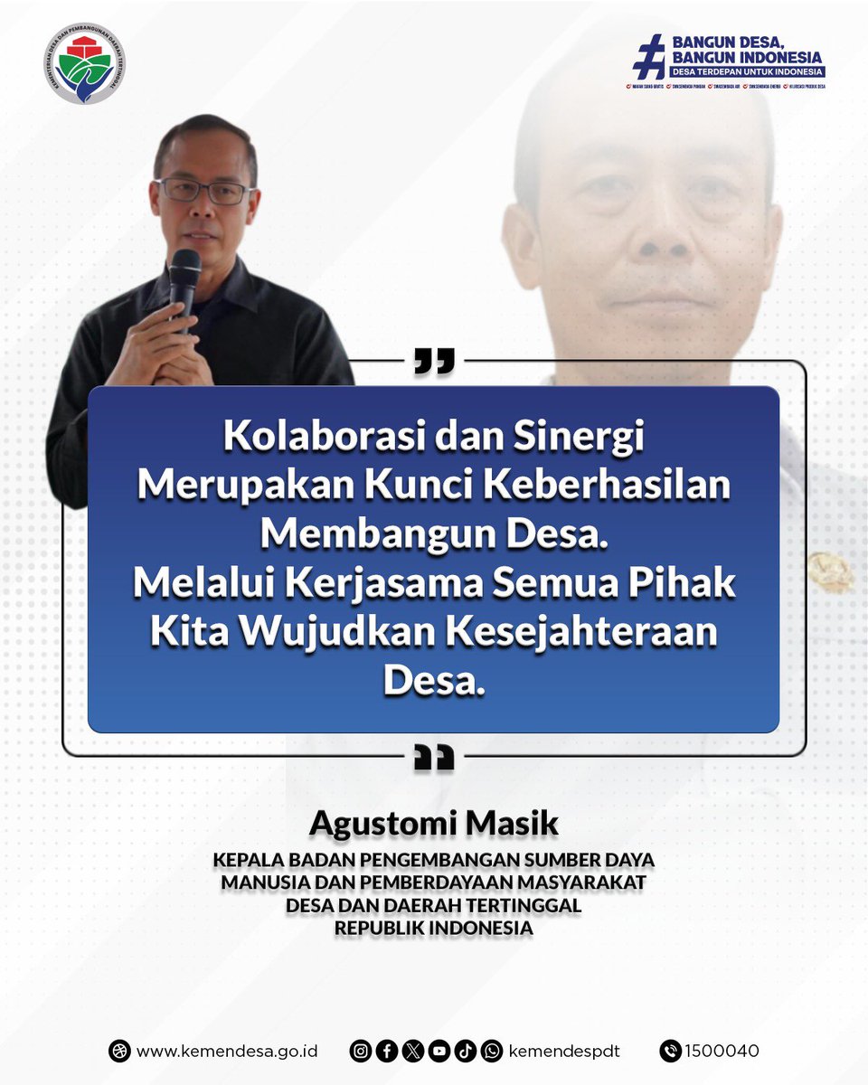 kemendespdt's tweet photo. Bersama kita kuat, bersatu kita sejahtera.
Dengan semangat gotong royong dan kerja sama semua pihak, mari kita wujudkan desa yang mandiri, maju, dan sejahtera. 🤝 🌱

#KemendesPDT
#BangunDesaBangunIndonesia
#QuotesRabu https://t.co/UaTgMI8EMG