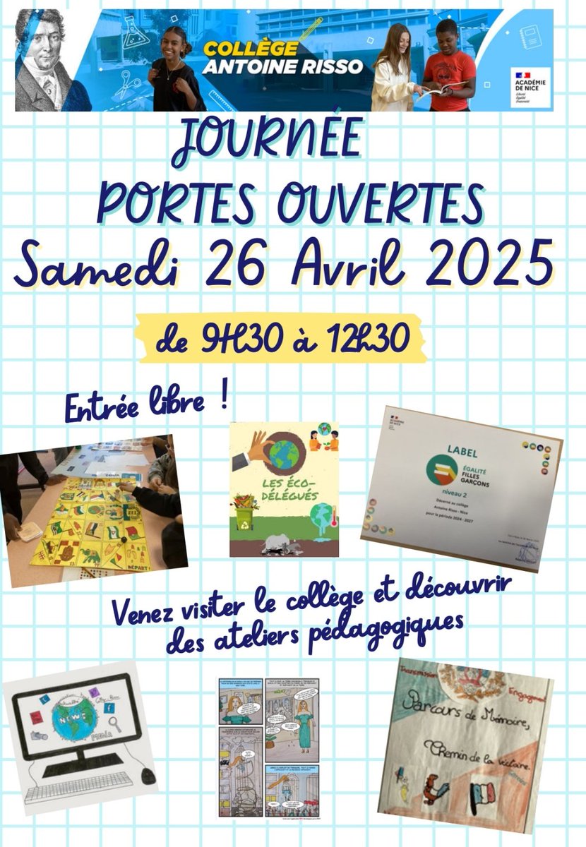 Collège Antoine Risso (@collegerisso) on Twitter photo Nous vous attendons nombreux à notre journée portes ouvertes ce samedi ! Visite de l'établissement et rencontre avec les équipes pour découvrir les projets des 🙋🏼♀️🙋🏿♂️ et les options proposées. #JPO <a href="/AcademieNice/">Académie de Nice</a> <a href="/ccs2210/">Comba-Sautel</a> <a href="/Benoit9Laure/">Laure Benoit</a> Nous vous attendons nombreux à notre journée portes ouvertes ce samedi ! Visite de l'établissement et rencontre avec les équipes pour découvrir les projets des 🙋🏼♀️🙋🏿♂️ et les options proposées. #JPO <a href="/AcademieNice/">Académie de Nice</a> <a href="/ccs2210/">Comba-Sautel</a> <a href="/Benoit9Laure/">Laure Benoit</a>