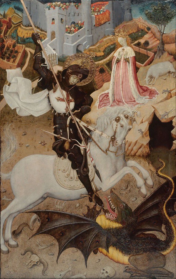 «Los cuentos de hadas no dan al niño su primera idea del mal, sino su primera idea de que el mal puede ser vencido. El niño conoce al dragón desde que tiene imaginación. Lo que le da el cuento de hadas es un San Jorge que mate al dragón» (Chesterton).

🐉🗡️🌹📖