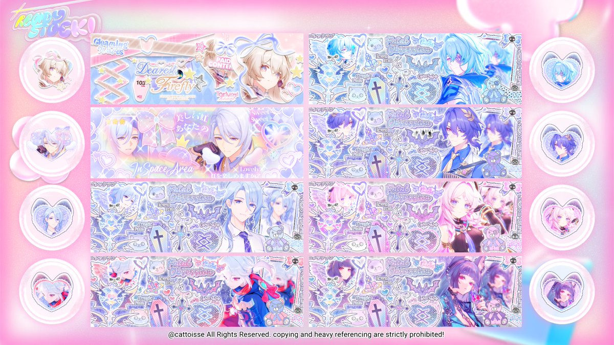 help repost? thank you! 

haloo, kise bawa clearance sale (cs) layout ready stock genshin, hsr, zzz, hi3, nih! untuk price semuanya 10k per layout, yaaa. bisa langsung ditake sekarang melalui dm dengan menyebutkan nomor layout! payment avail qris <3 yukk jajaan! 🩷

t. #zonauang