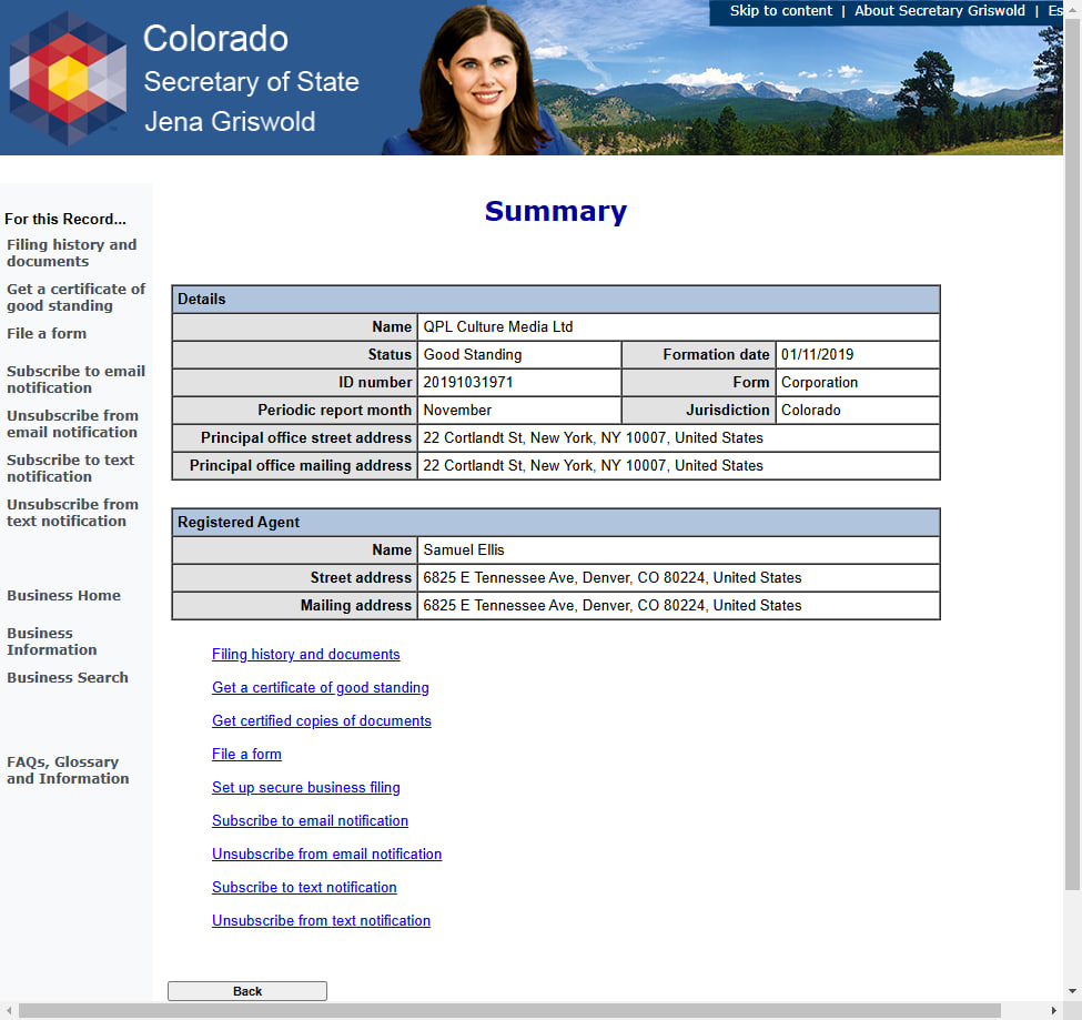 muthusivan2712's tweet photo. QPL is headquartered in the United States. You can check company information through the official website of the Colorado Secretary of State (https://t.co/WLyIlAHRRm). Simply enter the company name QPL Culture Media Ltd or company ID 20191031971 to obtain relevant registration https://t.co/3qDUiYqTFH