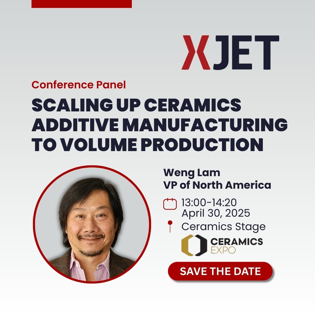 XJet_3d's tweet image. Join Weng Lam at @CeramicsExpo for "SCALING UP CERAMIC AM TO VOLUME PRODUCTION" panel on day 2! See how #InkjetAM breaks the AM tradeoff for #precision #complex components. Perfect for manufacturing pros looking to scale!
#XJet3D #AdditiveManufacturing #VolumeProduction
