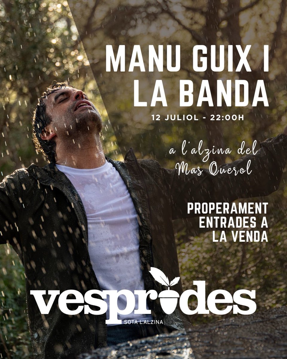 ✨ Les Vesprades 2025 ✨

📅 El 12 de juliol a les 22:00h torna una nit per recordar.

🌳 Tornem a l’Alzina del Mas Querol!

🎶 Ens acompanyarà el Manu Guix amb tota la banda! 

🎟️ Aviat entrades a la venta

vesprades.cat

#jovesprejo #fonollosa <a href="/ManuGuix/">Manu Guix</a> #vesprades25