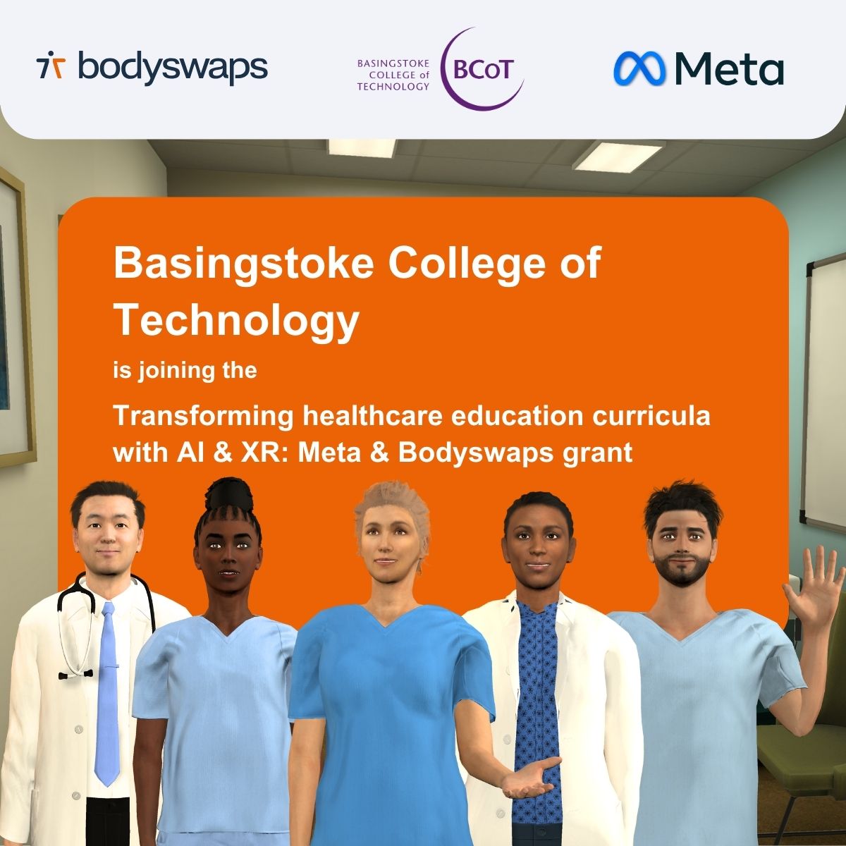 Basingstoke College of Technology (@bcot) on Twitter photo BCoT is thrilled to announce that we’ve been accepted onto the <a href="/Bodyswaps_VR/">Bodyswaps®</a> & <a href="/Meta/">Meta</a> Healthcare Education grant! 🧠 Thanks to this grant, we’ll be exploring how AI & VR powered immersive learning can empower our learners' development. 🚀
#AIinEducation #HealthcareEducation BCoT is thrilled to announce that we’ve been accepted onto the <a href="/Bodyswaps_VR/">Bodyswaps®</a> & <a href="/Meta/">Meta</a> Healthcare Education grant! 🧠 Thanks to this grant, we’ll be exploring how AI & VR powered immersive learning can empower our learners' development. 🚀
#AIinEducation #HealthcareEducation