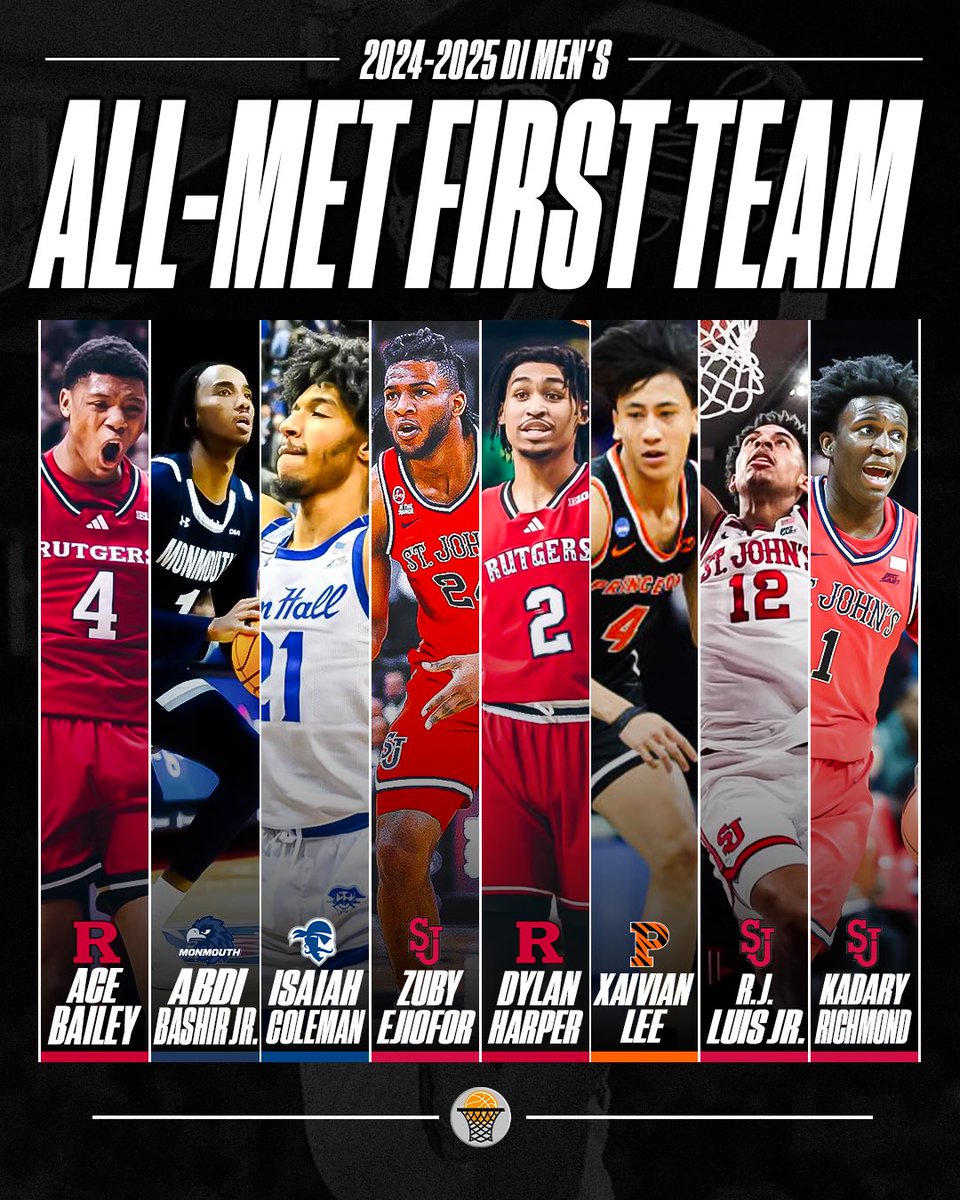 MetBasketballWriters (@metbasketballw) on Twitter photo ๐ฝ 2025 MBWA AWARDS ๐
Congratulations to the All-Met Div. l First Team โผ๏ธ
Ace - <a href="/RutgersMBB/">Rutgers Menโs Basketball ๐</a> โ๏ธ
Abdi - <a href="/MonmouthBBall/">Monmouth Basketball</a> ๐
Isaiah - <a href="/SetonHallMBB/">Seton Hall Men's Basketball</a> ๐ดโโ ๏ธ
Zuby - <a href="/StJohnsBBall/">St. John's Menโs Basketball</a> โผ๏ธ
Dylan - <a href="/RutgersMBB/">Rutgers Menโs Basketball ๐</a> โ๏ธ
Xaivian - <a href="/PrincetonMBB/">Princeton Menโs Basketball</a> ๐
R.J. - <a href="/StJohnsBBall/">St. John's Menโs Basketball</a> โผ๏ธ
Kadary - <a href="/StJohnsBBall/">St. John's Menโs Basketball</a> โผ๏ธ ๐ฝ 2025 MBWA AWARDS ๐
Congratulations to the All-Met Div. l First Team โผ๏ธ
Ace - <a href="/RutgersMBB/">Rutgers Menโs Basketball ๐</a> โ๏ธ
Abdi - <a href="/MonmouthBBall/">Monmouth Basketball</a> ๐
Isaiah - <a href="/SetonHallMBB/">Seton Hall Men's Basketball</a> ๐ดโโ ๏ธ
Zuby - <a href="/StJohnsBBall/">St. John's Menโs Basketball</a> โผ๏ธ
Dylan - <a href="/RutgersMBB/">Rutgers Menโs Basketball ๐</a> โ๏ธ
Xaivian - <a href="/PrincetonMBB/">Princeton Menโs Basketball</a> ๐
R.J. - <a href="/StJohnsBBall/">St. John's Menโs Basketball</a> โผ๏ธ
Kadary - <a href="/StJohnsBBall/">St. John's Menโs Basketball</a> โผ๏ธ