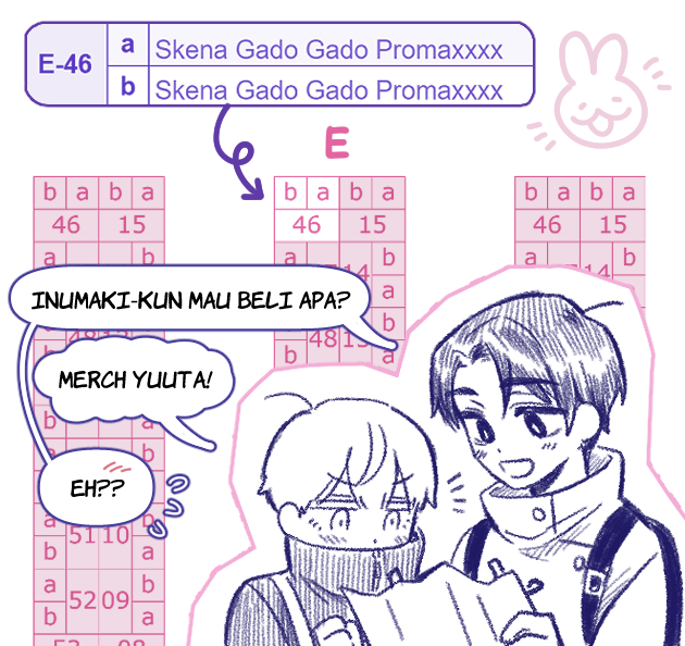 helloww booth CF20 aku ada di E-46ab dengan nama "Skena Gado Gado Promaxxx"!
jangan lupa buat ambil barang PO kalian di booth ini ya :3