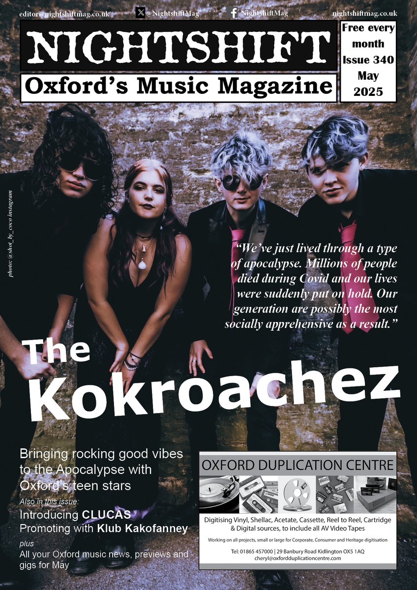 Nightshiftmusicmag (@nightshiftmag) on Twitter photo May's <a href="/NightshiftMag/">Nightshiftmusicmag</a> is online now at nightshiftmag.co.uk/2025/may.pdf with <a href="/TKokroachez/">The Kokroachez</a> + Introducing CLUCAS, news on <a href="/RiversideFest/">Riverside Festival</a> promoting with Klub Kakofanney + SIX PAGES of gigs for May. May's <a href="/NightshiftMag/">Nightshiftmusicmag</a> is online now at nightshiftmag.co.uk/2025/may.pdf with <a href="/TKokroachez/">The Kokroachez</a> + Introducing CLUCAS, news on <a href="/RiversideFest/">Riverside Festival</a> promoting with Klub Kakofanney + SIX PAGES of gigs for May.
