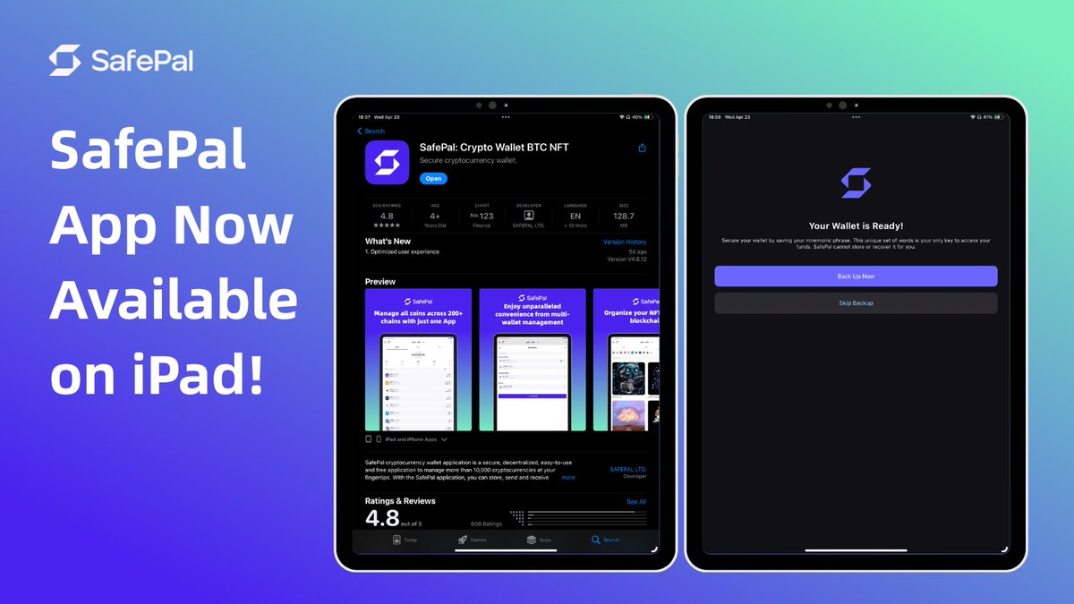 Big screen. Bigger control. The #SafePal App is now available on iPad! Tap  to install 👉