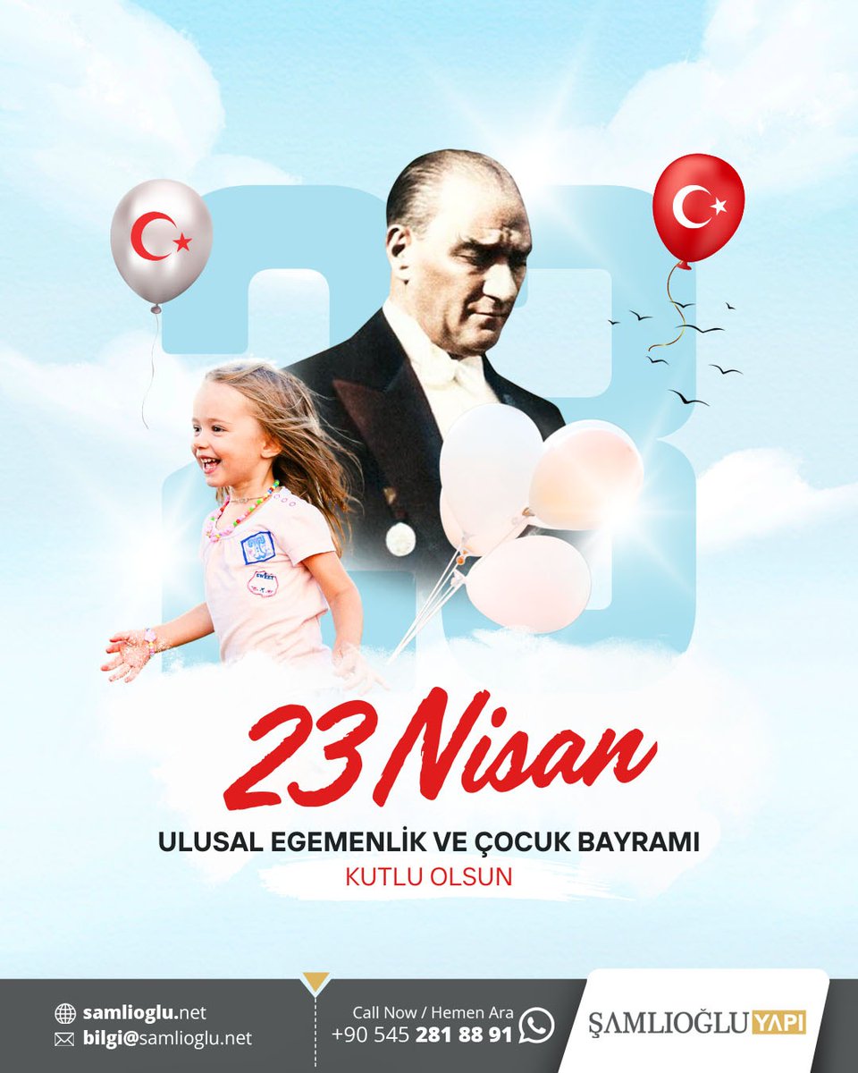 🌟Şamlıoğlu Group
📱0 545 281 88 91

🌍 samlioglu.net
◾️
#23Nisan #ÇocukBayramı #Atatürk #ŞamlıoğluYapı #MustafaKemalAtatürk #Türkiye #ŞamlıoğluYapı #Şamlıoğlu #Samlioglu #ŞamlıoğluGroup #Malatya #Akçadağ #Arapgir #Arguvan #Battalgazi #Darende #Doğanşehir #Doğanyol