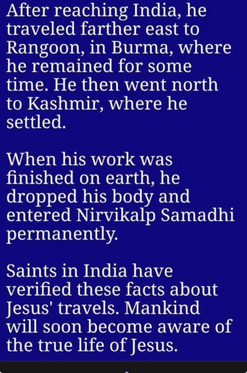 KASHMIR. KASH IS KING. THERE IS ONE SECRET ABOUT JESUS THAT CHRISTIANS DO NOT KNOW. WHEN JESUS WAS CRUCIFIED HE DID NOT DIE.