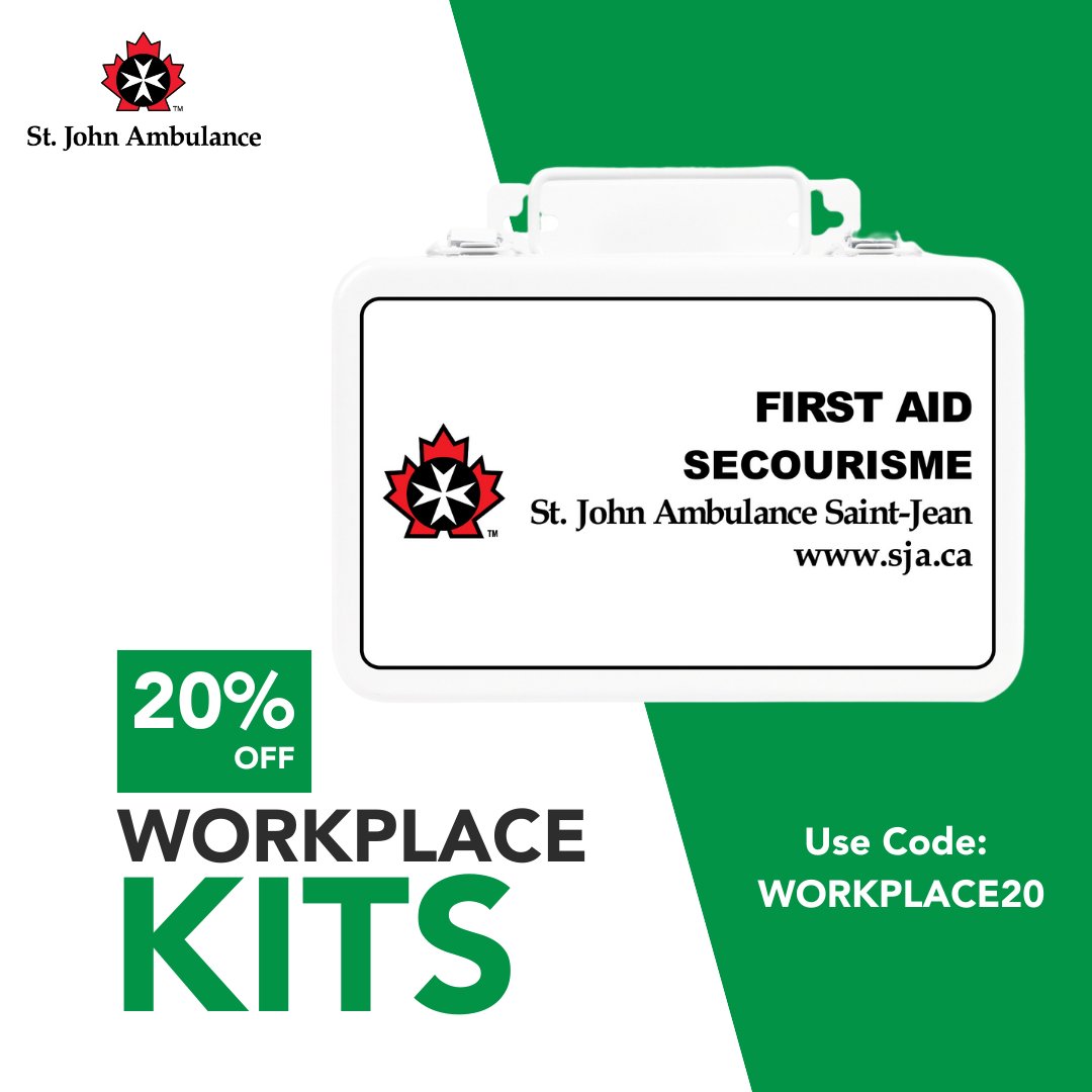 SJA_Canada's tweet image. Be ready for the unexpected at work! 🛠️

Safety starts with being prepared. Get 20% OFF our workplace first aid kits until the end of April when you use code WORKPLACE20 at checkout.

Shop here: sja.ca/en/products

#FirstAid #FirstAidKits #FirstAidSupplies
