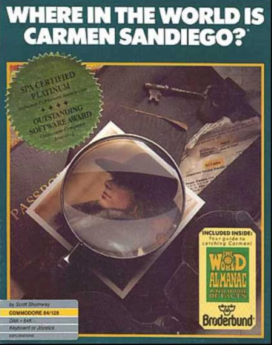 boomtownpodcast's tweet image. 40 years ago today, the video game, Where in the World is Carmen Sandiego? (1985) was released. It is the first product in the Carmen Sandiego franchise. #80s #80svideogames