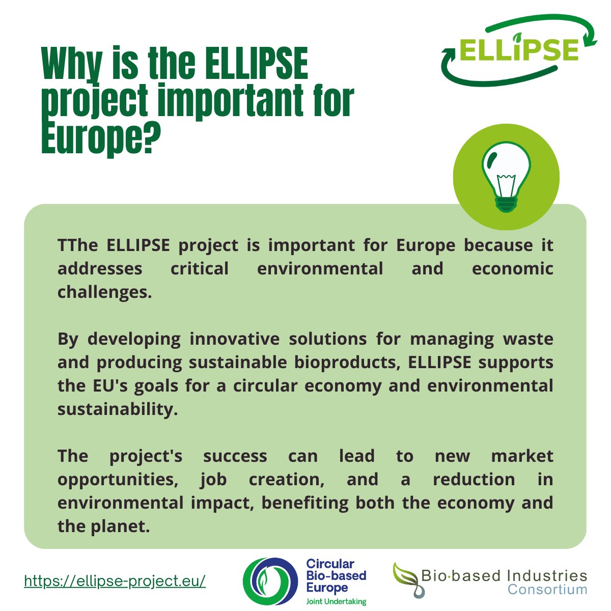 ELLIPSE Project (@ellipse_project) on Twitter photo 11th piece of the #RunningintheELLIPSE campaign!
Why is the <a href="/ELLIPSE_Project/">ELLIPSE Project</a> important for the Europe?
<a href="/biconsortium/">Bio-based Industries Consortium</a> <a href="/HorizonEU/">Horizon Europe 🇪🇺</a> <a href="/aimplas/">AIMPLAS</a> <a href="/BioBaseEuropePP/">Bio Base Europe PP</a> <a href="/mi_sustainable/">Bio-Mi Sustainable Solutions</a> <a href="/Novamont/">Novamont</a> <a href="/CARTIFCT/">CARTIF</a> <a href="/EngineeringZer0/">ZER0-E Engineering</a> <a href="/UniVerona/">Università di Verona</a> <a href="/ENCOsrl/">ENCO srl</a>
<a href="/GreenGenIreland/">Green Generation</a> 11th piece of the #RunningintheELLIPSE campaign!
Why is the <a href="/ELLIPSE_Project/">ELLIPSE Project</a> important for the Europe?
<a href="/biconsortium/">Bio-based Industries Consortium</a> <a href="/HorizonEU/">Horizon Europe 🇪🇺</a> <a href="/aimplas/">AIMPLAS</a> <a href="/BioBaseEuropePP/">Bio Base Europe PP</a> <a href="/mi_sustainable/">Bio-Mi Sustainable Solutions</a> <a href="/Novamont/">Novamont</a> <a href="/CARTIFCT/">CARTIF</a> <a href="/EngineeringZer0/">ZER0-E Engineering</a> <a href="/UniVerona/">Università di Verona</a> <a href="/ENCOsrl/">ENCO srl</a>
<a href="/GreenGenIreland/">Green Generation</a>