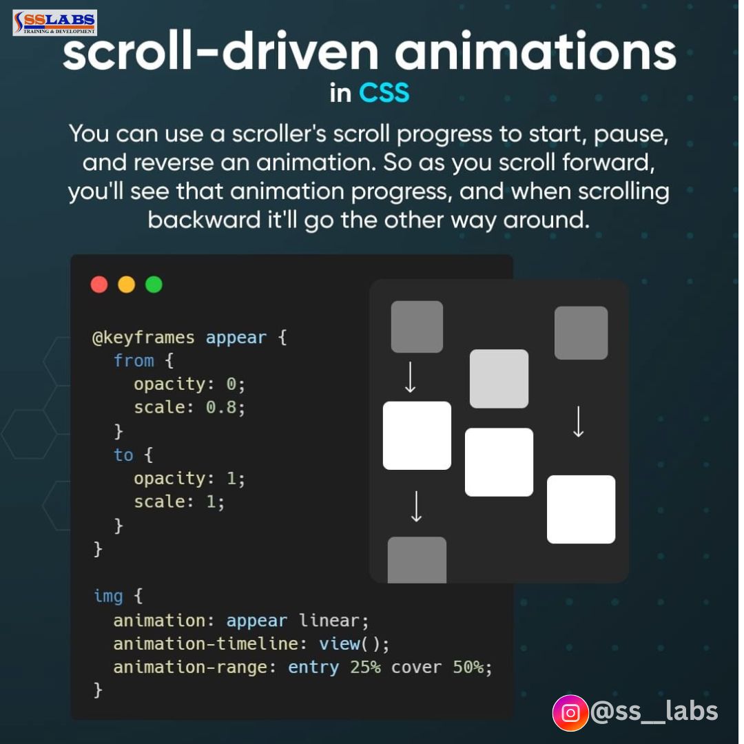 sslabs1's tweet image. 🎯 Scroll-driven Animations in CSS – It&apos;s Finally Here!
🔥 Animate elements on scroll – no JavaScript needed!
📌 With just CSS, you can now:
✅ Trigger animations while scrolling
✅ Add smooth, timeline-based effects
✅ Make your site feel super modern
#css #sslabs
