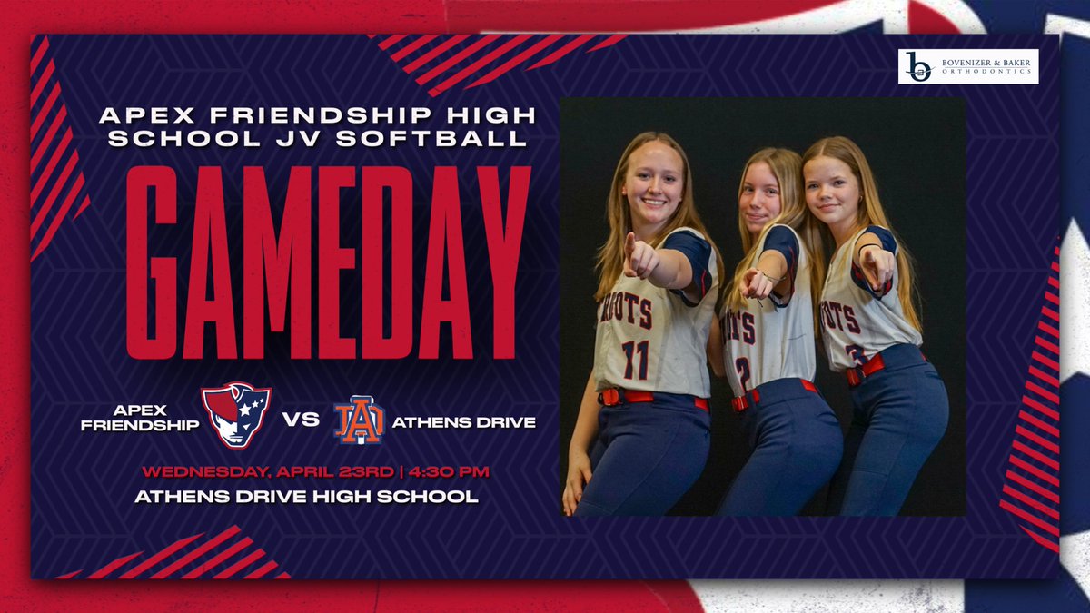 Apex Friendship High School Athletics (@afpatathletics) on Twitter photo It’s GAMEDAY!!! Good luck to JV <a href="/AFHS_Softball/">AFHS Softball</a> as they take on Athens Drive today! Let’s go Pats! #PatFam #RepAFHS 🥎 It’s GAMEDAY!!! Good luck to JV <a href="/AFHS_Softball/">AFHS Softball</a> as they take on Athens Drive today! Let’s go Pats! #PatFam #RepAFHS 🥎