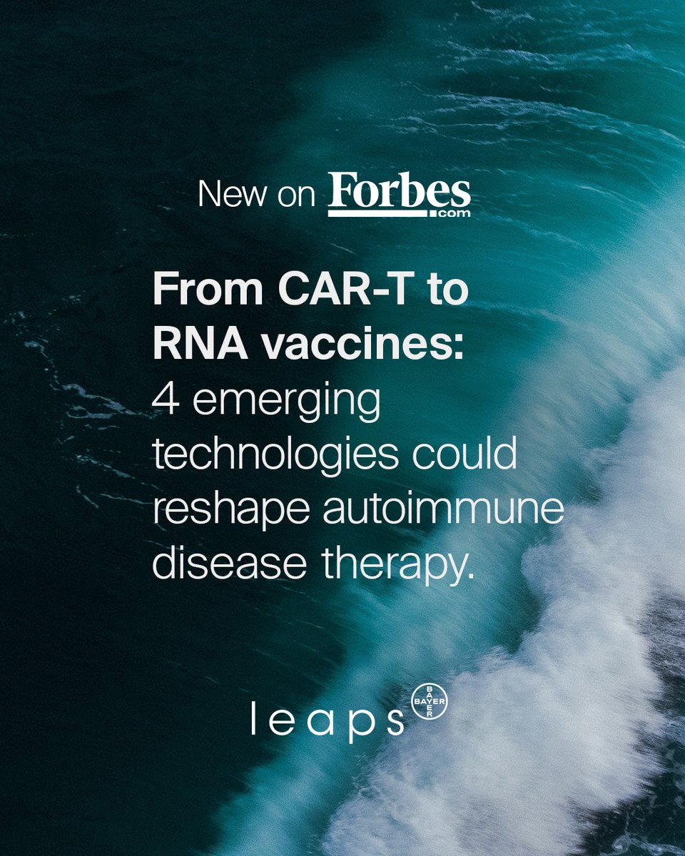 LeapsByBayer's tweet image. Autoimmune diseases affect 320M+ people globally. In @Forbes, Juergen Eckhardt highlights 4 innovations – from CAR-T alternatives to inverse RNA vaccines – that aim to retrain, not just suppress, the immune system. 👉 forbes.com/sites/juergene…