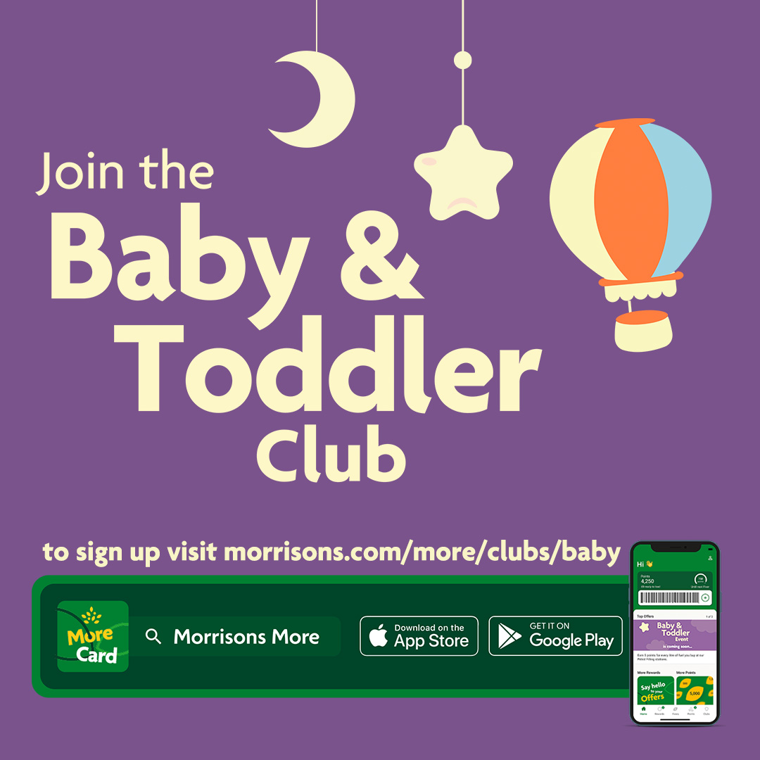 Morrisons's tweet image. Swipe to see how to sign up to our Baby Club and all the benefits of joining 👶🍼 Sign up today through our More Card App 💚 morrisons.com/more/