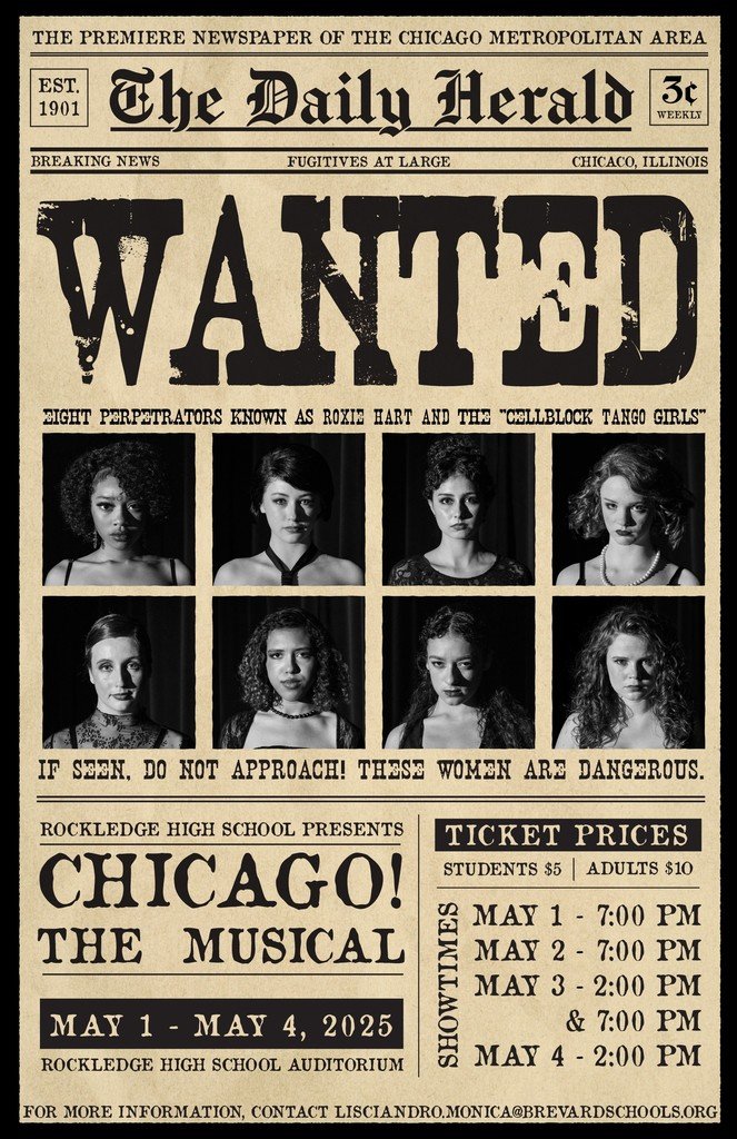 We are just a few days away from our spring musical "Chicago The Musical"!  Mark your calendars - you won't want to miss it!