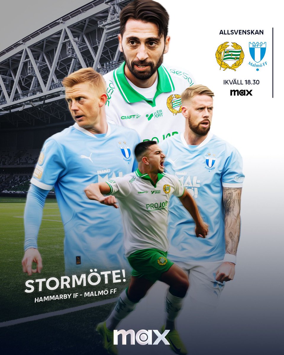 sportshbomaxse's tweet photo. Stormöte på 3Arena!

Hammarby IF 🆚 Malmö FF
———
Ikväll 18.30 på Max.

Studio tillsammans med Karin Frick, Emelie Zaar Ölander och Pär Hansson
Kommentator: Petra Svensson
Expert: Johan Arneng
Reporter: Camilla Nordlund

📲 Se alla matcher från Allsvenskan 2025 på Max. https://t.co/ixwhStmKQO
