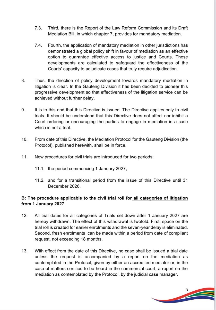 Legal_corner_'s tweet image. 📍 DIRECTIVE INTRODUCING MANDATORY MEDIATION IN THE GAUTENG DIVISION