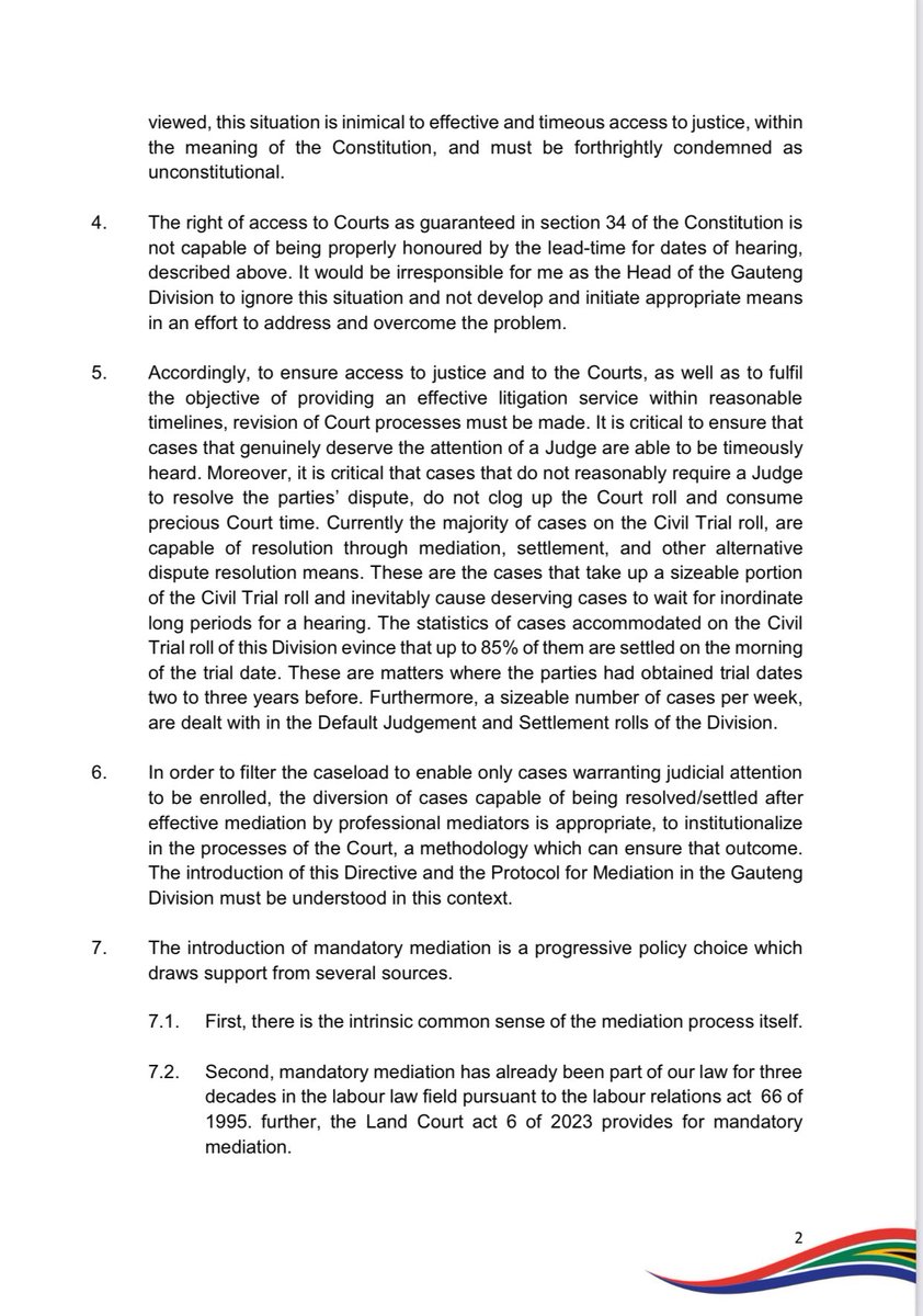 Legal_corner_'s tweet image. 📍 DIRECTIVE INTRODUCING MANDATORY MEDIATION IN THE GAUTENG DIVISION