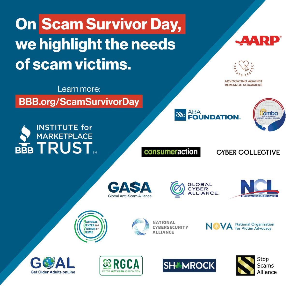 🗓️ Scam Survivor Day is coming up on 8 May 2025! We are proud to stand with @BBB_institute to support scam survivors. 👉 Learn more: BBB.org/ScamSurvivorDay

#BBB #Scam #Fraud #ScamSurvivorDay #ScamAwareness #FraudPrevention #ConsumerProtection