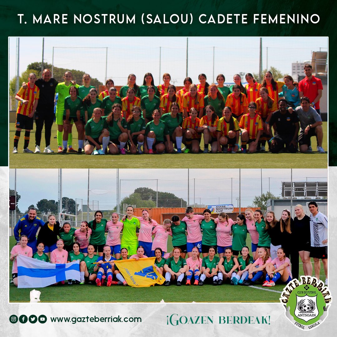 ¡Más imágenes de los Torneos de este pasado puente, por aquí os dejamos imágenes del Cadete Femenino y 2ª Cadete Masculino por la <a href="/MareNostrumCup/">Mare Nostrum Cup</a> en Salou!

¡Goazen Berdeak!🟩🟩🟩¡Vamos Verdes!

#gazteberriak #cantera