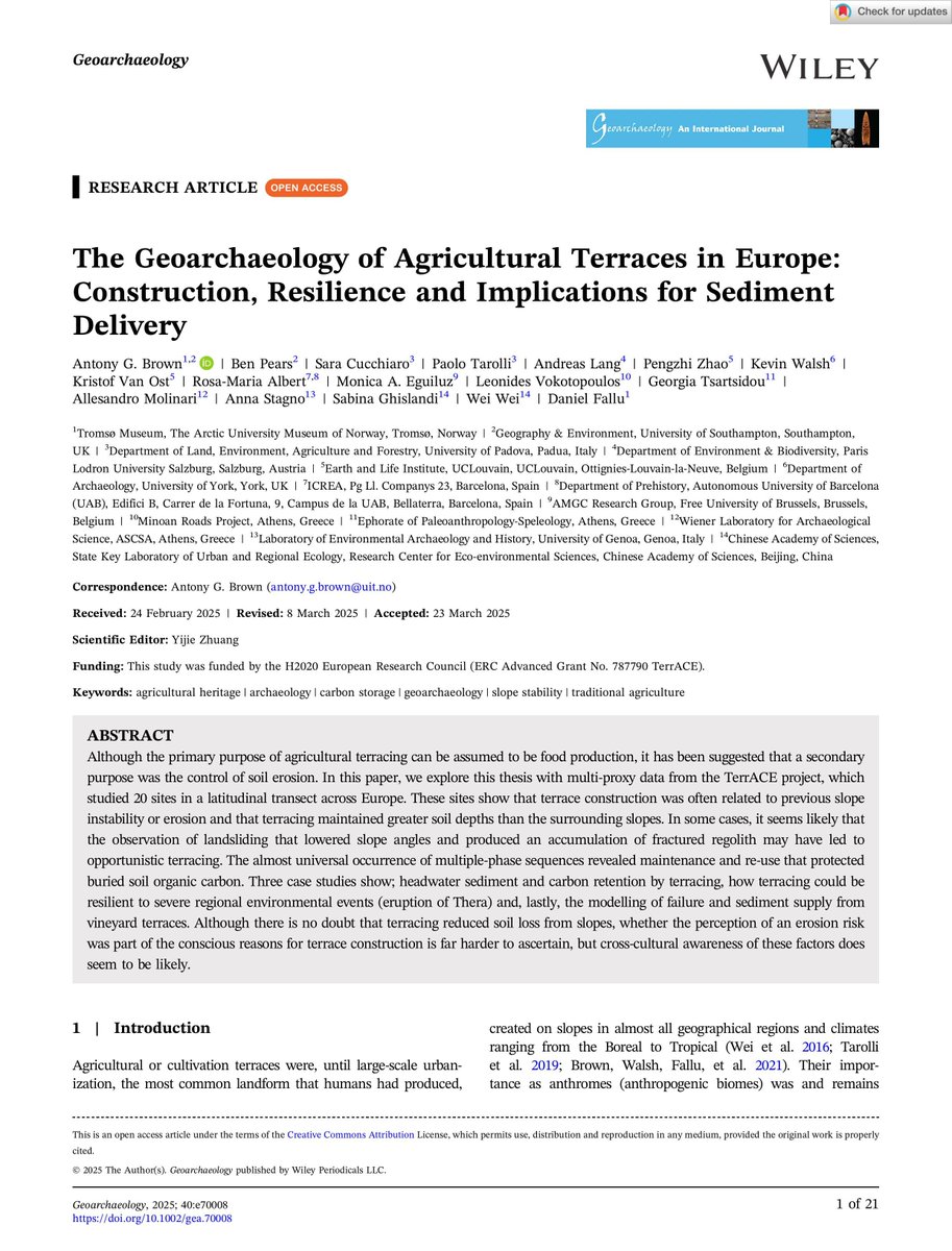 EarthSurfS's tweet photo. We are glad to share a new paper in Geoarchaeology !
co-authored by our PI Prof. Paolo Tarolli, as part of the European TerrACE project.

📖 Open access: https://t.co/vk0LCjjGSE https://t.co/odTUs4D7za
