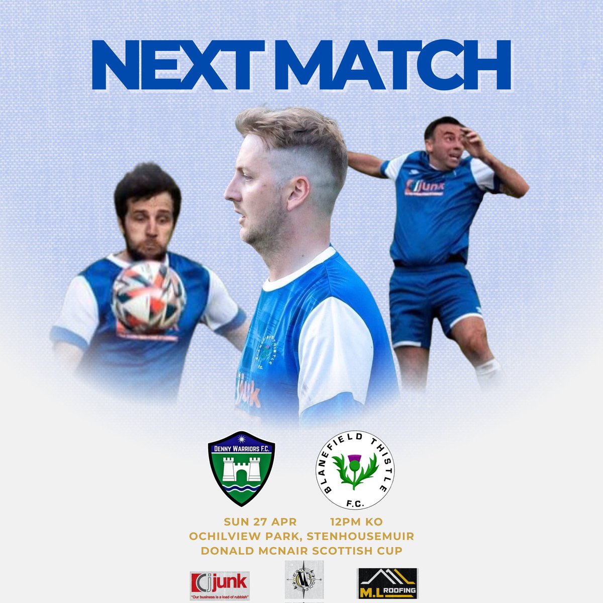 On Sunday we travel to Ochilview to face Denny Warriors in the preliminary round of the Donald Mcnair Scottish Cup.

Kick off is 12pm