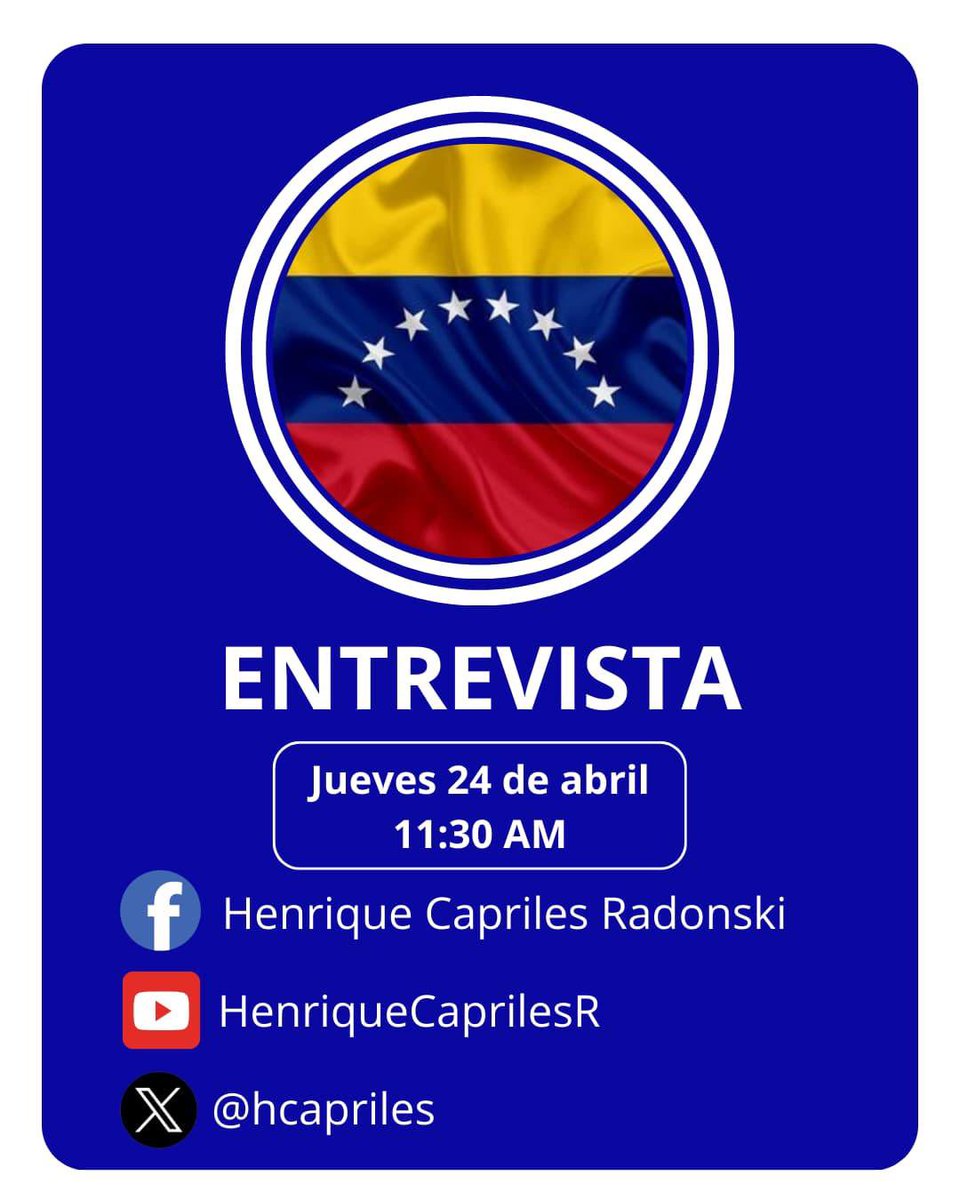 Mañana JUEVES #24Abril 11:30 A.M estaremos en entrevista EN VIVO conversando acerca de todos los temas de interés nacional.

¡Buen día para todos!