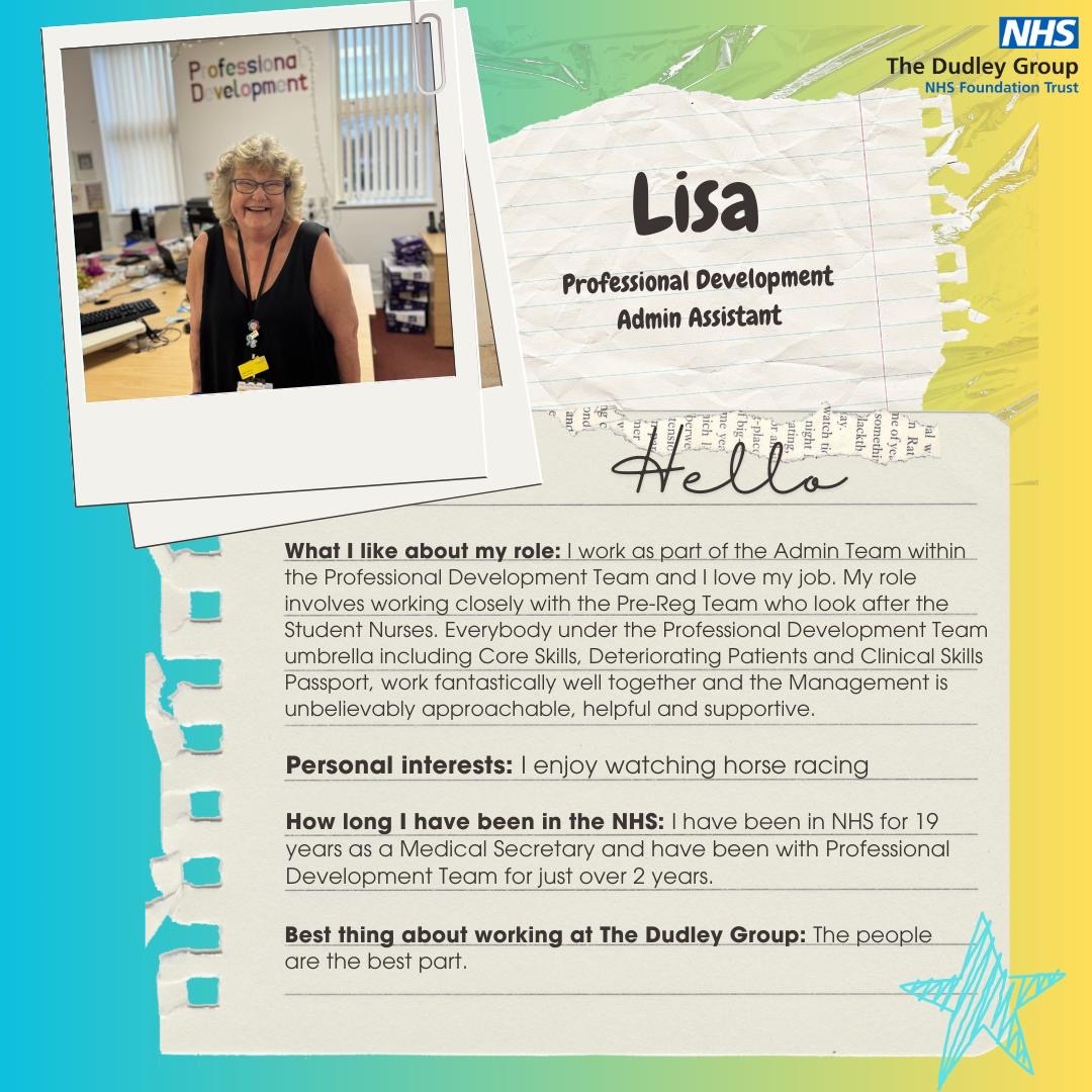 Professional Development in Dudley (@dgprofdev) on Twitter photo 🚨#AdminProfessionalsDay
And finally, introducing u to Lisa!
Lisa offers support to our Pre Reg Tm-wkg hard to ensure the processes in place for our students are the best they can be
BIG 🙏 Lisa from the Tm
This is UR day! 🌟
<a href="/DudleyGroupNHS/">The Dudley Group</a> <a href="/BlackCountryICS/">Black Country Integrated Care System (ICS)</a> <a href="/Dudley_SWBCEO/">Diane Wake 💙</a> 🚨#AdminProfessionalsDay
And finally, introducing u to Lisa!
Lisa offers support to our Pre Reg Tm-wkg hard to ensure the processes in place for our students are the best they can be
BIG 🙏 Lisa from the Tm
This is UR day! 🌟
<a href="/DudleyGroupNHS/">The Dudley Group</a> <a href="/BlackCountryICS/">Black Country Integrated Care System (ICS)</a> <a href="/Dudley_SWBCEO/">Diane Wake 💙</a>