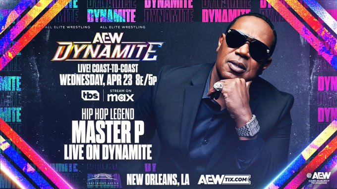 ECWNetwork2013's tweet image. TONIGHT!! New Orleans, LA Live, both East + West coast! 8pm ET/7pm CT/6pm MT/5pm PT. Master P Miller live on Wednesday Night #AEWDynamite! Don’t miss #AEWonTV! Remember, we’re live coast-to-coast, which means early 5pm start on #TBSNetwork West+  #StreamOnMax
