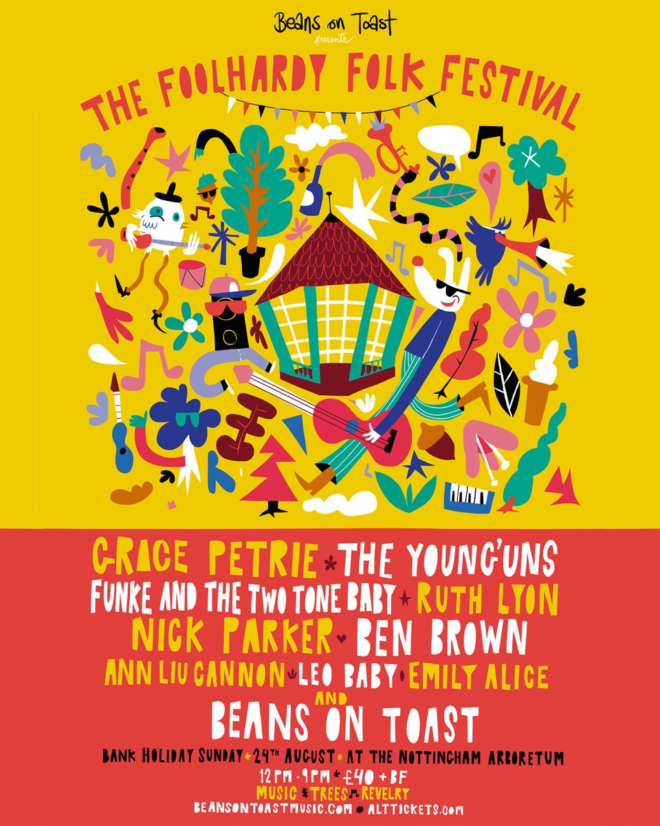 alt. tickets (@alttickets) on Twitter photo NEW/ <a href="/beanstoast/">Beans on Toast</a> has just revealed the line-up for this summer's edition of The Foolhardy Folk Festival!
Taking to Nottingham Arboretum's bandstand stage this year are <a href="/gracepetrie/">Grace Petrie</a>, <a href="/theyoungunstrio/">The Young'uns</a>, <a href="/funke2tonebaby/">Funke and the Two Tone Baby</a> & lots more.
General sale live Friday: tinyurl.com/y4dh8btt NEW/ <a href="/beanstoast/">Beans on Toast</a> has just revealed the line-up for this summer's edition of The Foolhardy Folk Festival!
Taking to Nottingham Arboretum's bandstand stage this year are <a href="/gracepetrie/">Grace Petrie</a>, <a href="/theyoungunstrio/">The Young'uns</a>, <a href="/funke2tonebaby/">Funke and the Two Tone Baby</a> & lots more.
General sale live Friday: tinyurl.com/y4dh8btt