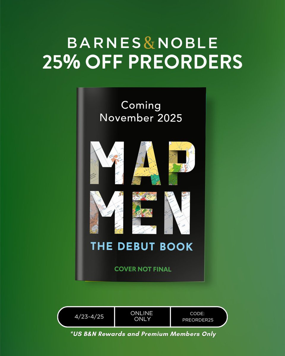 markcooperjones's tweet image. If you&apos;re American and can read, the Map Men Book has 25% off  preorders at Barnes &amp;amp; Noble from TODAY (23.4 / 4.23) to FRIDAY (24.4 / 4.24) - on all formats incl. audiobook (oh, you don&apos;t need to be able to read). Use PREORDER25 at: barnesandnoble.com/w/map-men-map-… @hanover_square @BNBuzz