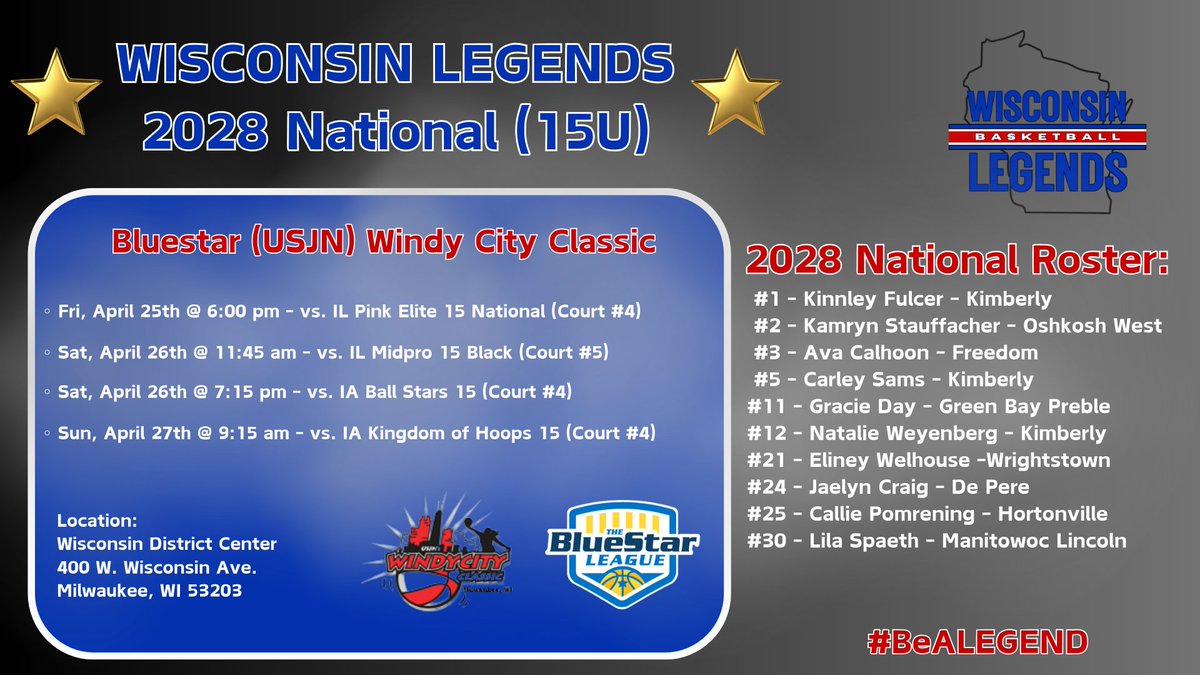 Kicking door open😤 to LIVE PERIOD #1 this weekend in Milwaukee <a href="/BlueStarBB/">Blue Star Basketball</a> <a href="/USJN/">USJN</a> Schedule drop 👇Excited for our girls⛹️‍♀️ to LET IT RIP🔥#BeALEGEND #LEGENDSLiveHERE