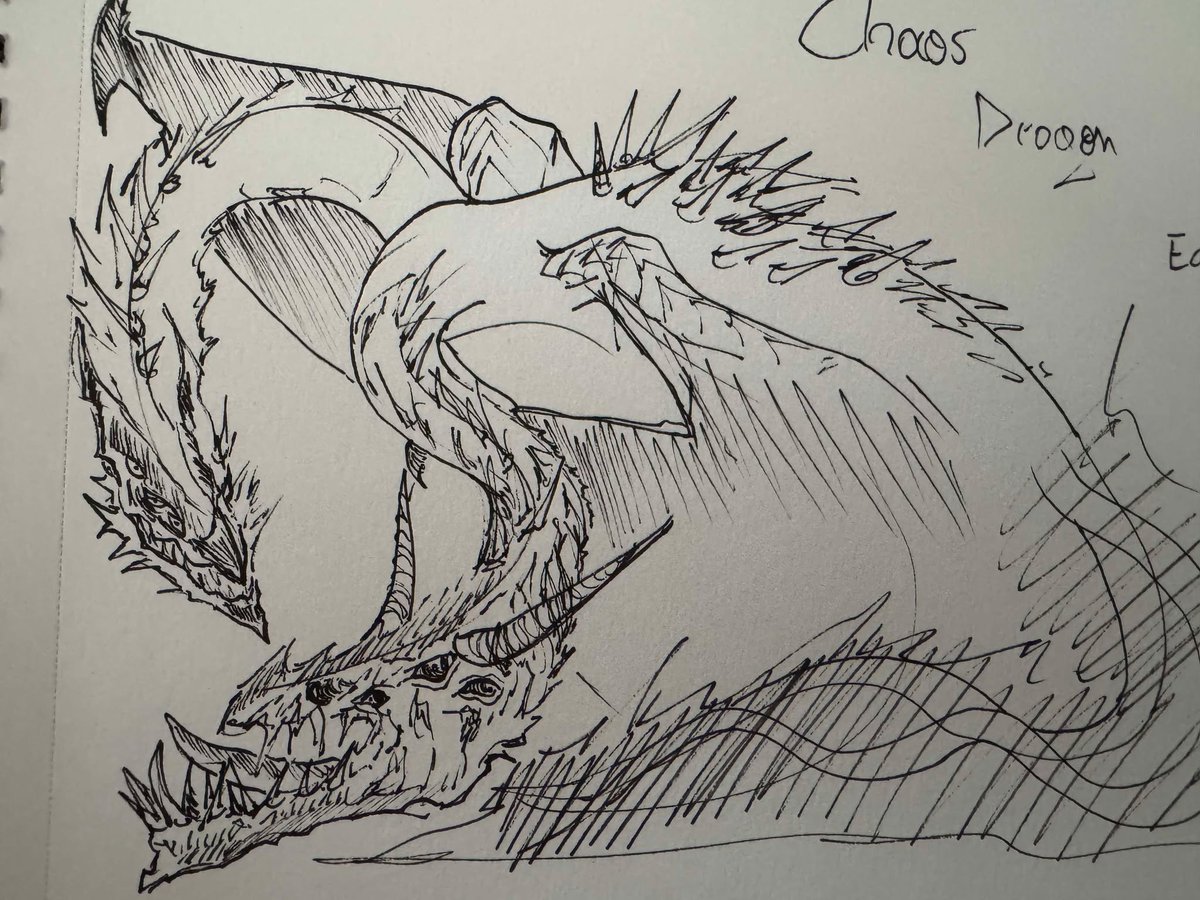 yuradmanga's tweet photo. chaos dragon absolute failure, liner only is so hard for complexe shapes and gesture... #rkgk #warhammer #dragon #dynamicsketching https://t.co/XbA7SFnxHM