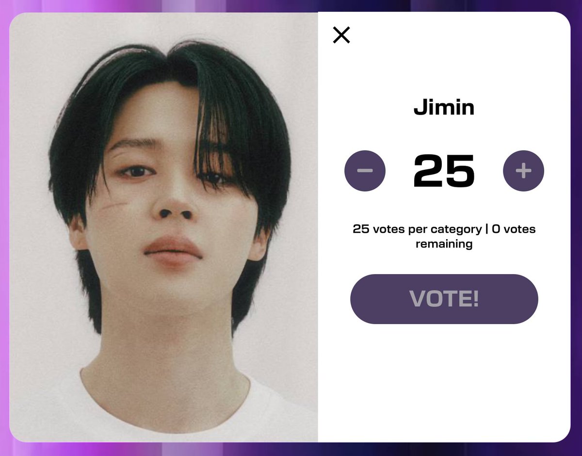 funnyjimin1's tweet photo. Jimin has been nominated in Favorite K-Pop Artist category at the 2025 American Music Awards!!!  #AMAs

  GO VOTE FOR JIMIN NOW!! 😍

🗳️ https://t.co/TDi8i0THR3 https://t.co/0Cp6M4aEdU