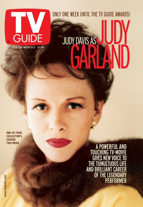 iShowTunes's tweet photo. #JudyDavis... #TVGuide for "#LifeWithJudyGarland: #MeAndMyShadows"
The Judy Davis TV Guide is pictured on the left... On the right are FOUR TV Guide Covers featuring #JudyGarland, herself (2001). https://t.co/u0OlnaYfzi