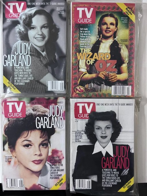 iShowTunes's tweet photo. #JudyDavis... #TVGuide for "#LifeWithJudyGarland: #MeAndMyShadows"
The Judy Davis TV Guide is pictured on the left... On the right are FOUR TV Guide Covers featuring #JudyGarland, herself (2001). https://t.co/u0OlnaYfzi