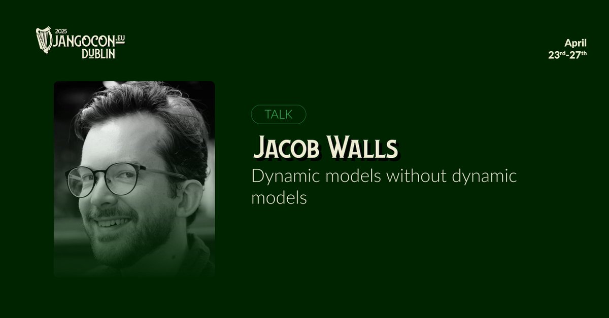 DjangoConEurope's tweet image. DjangoCon Europe 2025 🇮🇪

Joins us at 2:10PM for the talk &quot;Dynamic models without dynamic models&quot; by Jacob Walls

#djangoconeu25 #talk #django #dublin