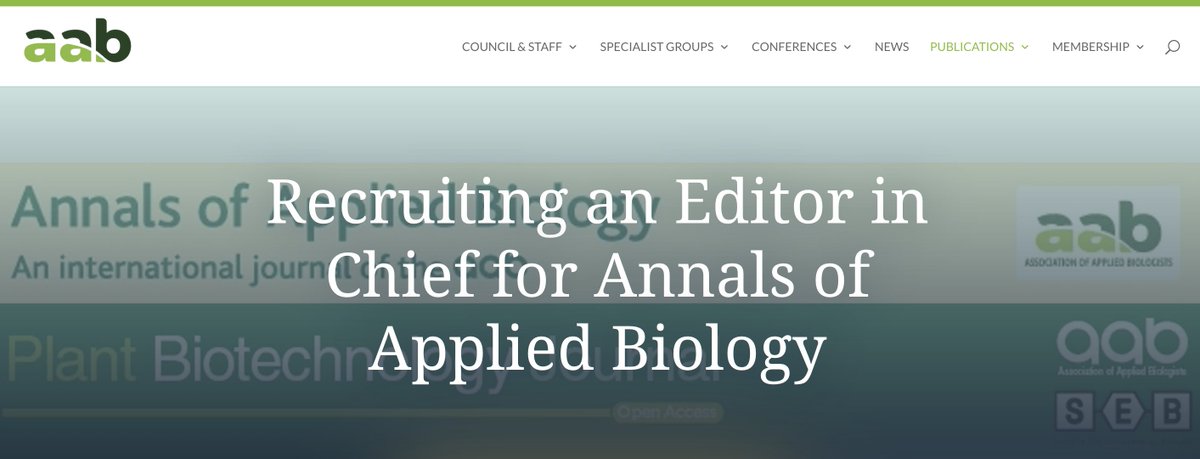 ¡Oportunidad única!
¿Tienes visión editorial?
La revista Annals of Applied Biology busca un/an Editor/a Jefe.
Fecha límite para postular: 13 de junio de 2025
Más información y cómo postular:
aab.org.uk/wp-content/upl…
