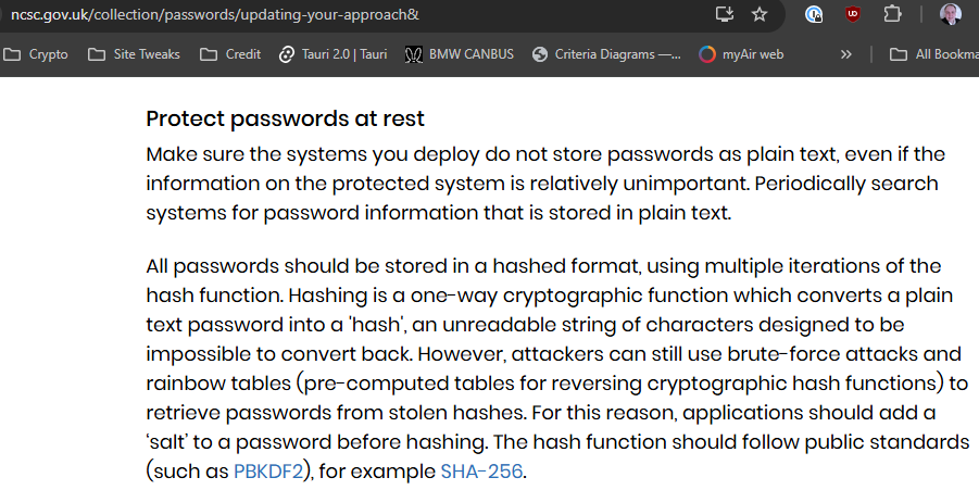 Paul_Reviews's tweet image. 2025... and @NCSC still recommends "updating your approach" to storing #passwords with #SHA256 or #PBKDF2

SHA256 isn't a PHF and is entirely unsuitable... and PBKDF2 is deprecated.