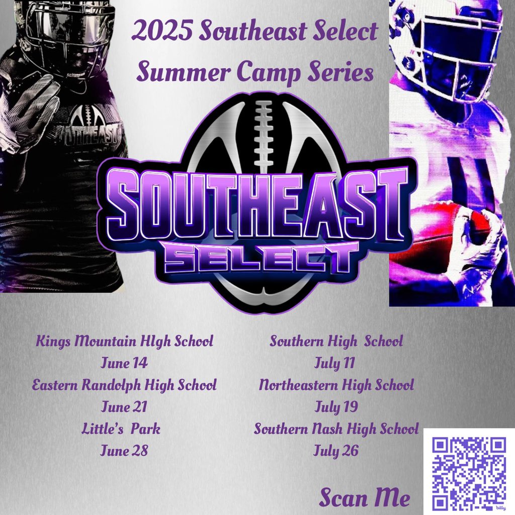 CFSRecruitment's tweet image. 6 elite Southeast Select Football Camps in 2025! Grades 5–9—train hard, compete, and level up your game! #SESelectFootball #GrindSeason