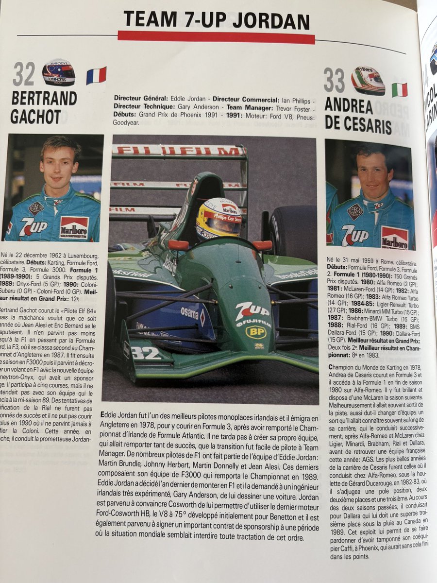 F1JordanGP's tweet photo. Another one from the programme archive. Don’t think it needs any introductions. #eddiejordan #KeepFightingMichael #ftb #jordanf1 #jordangp https://t.co/3v4jQVzBFT