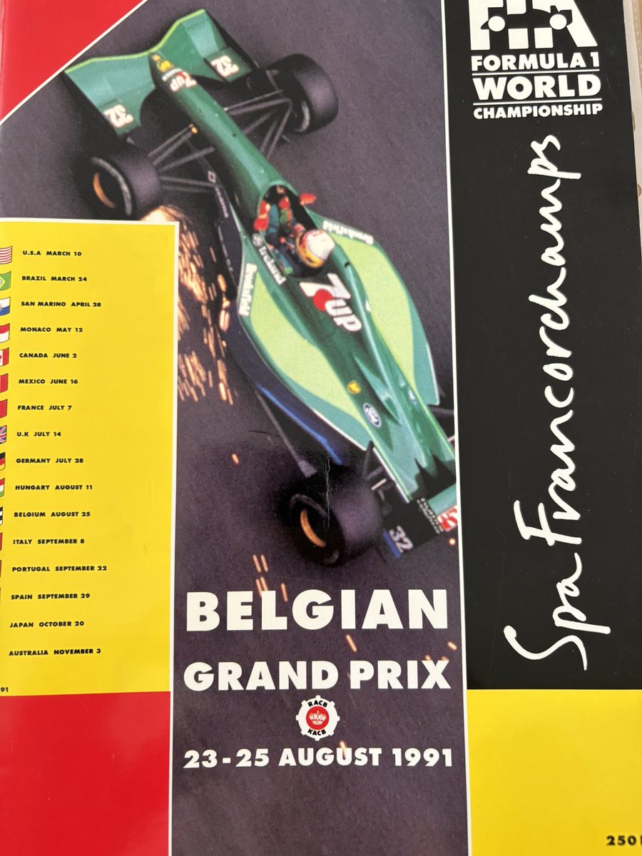 F1JordanGP's tweet photo. Another one from the programme archive. Don’t think it needs any introductions. #eddiejordan #KeepFightingMichael #ftb #jordanf1 #jordangp https://t.co/3v4jQVzBFT