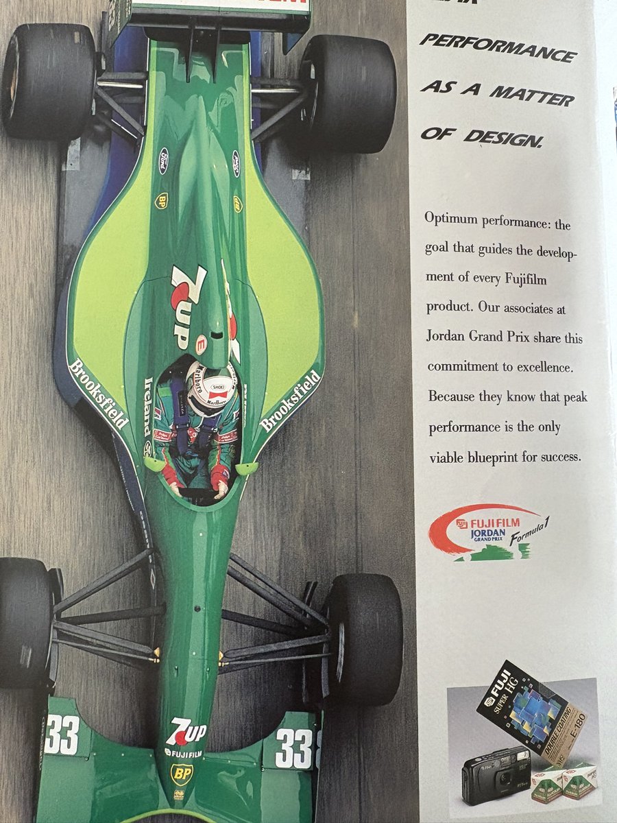 F1JordanGP's tweet photo. Another one from the programme archive. Don’t think it needs any introductions. #eddiejordan #KeepFightingMichael #ftb #jordanf1 #jordangp https://t.co/3v4jQVzBFT