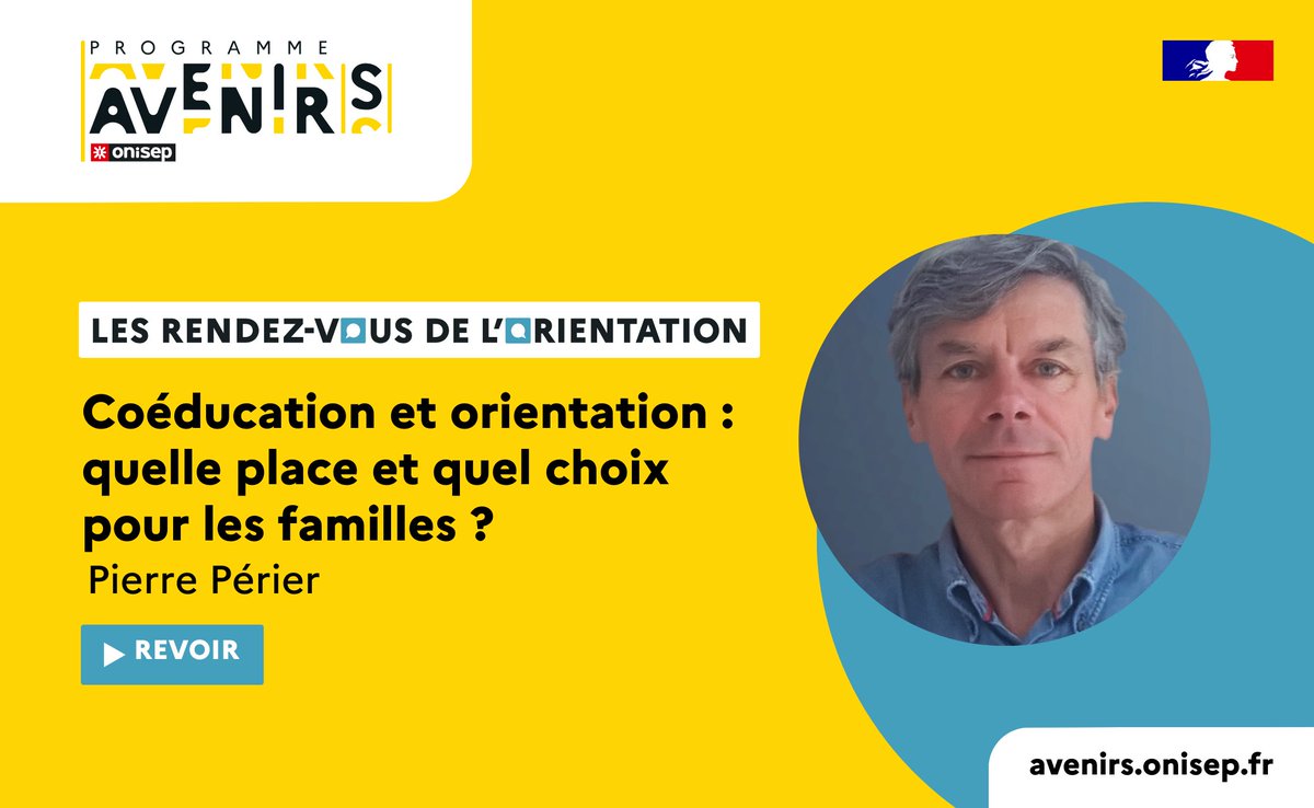 Onisep's tweet photo. #RendezVousdelOrientation 📌 (Re)Voir l'intervention de Pierre Périer, sociologue, prof #SciencesEducation à @UnivRennes_2 et chercheur #Cread sur la question de "#Coéducation et #orientation : quelle place et quel choix pour les familles ?" 👉 https://t.co/VIn9w4g5kp
#Avenirs https://t.co/9EIpNMmnos